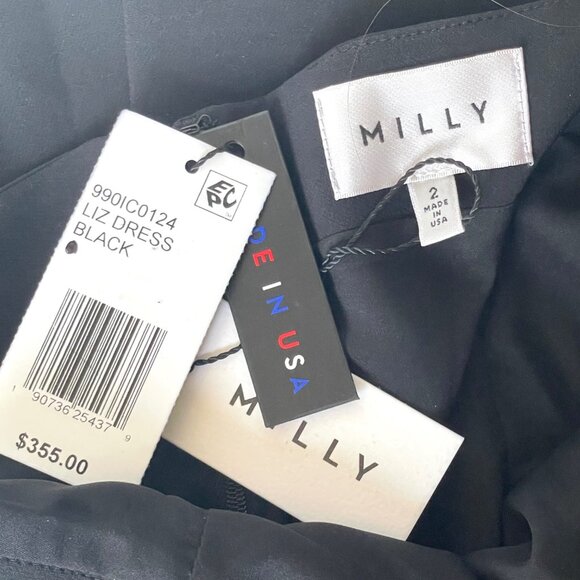 Milly Black Bodycon Dress 2 Sleeveless V-Neck Tailored Knee-Length Sheath - Picture 7 of 10